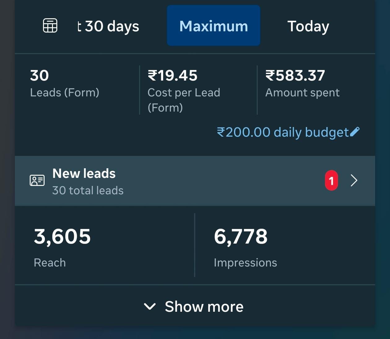 Meta Ads Manager Results